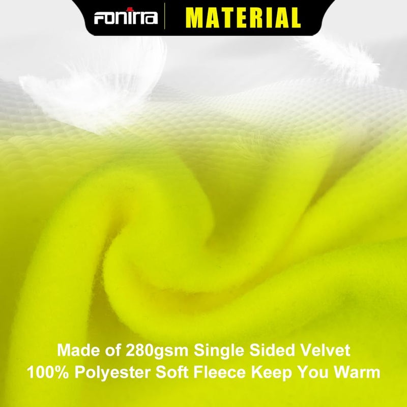 FONIRRA Hi Vis Safety Fleece Zip Hoodie للرجال بلوزات عاكسة ANSI Class 3 سترات قابلة للفصل (أصفر، XL) - Image 4